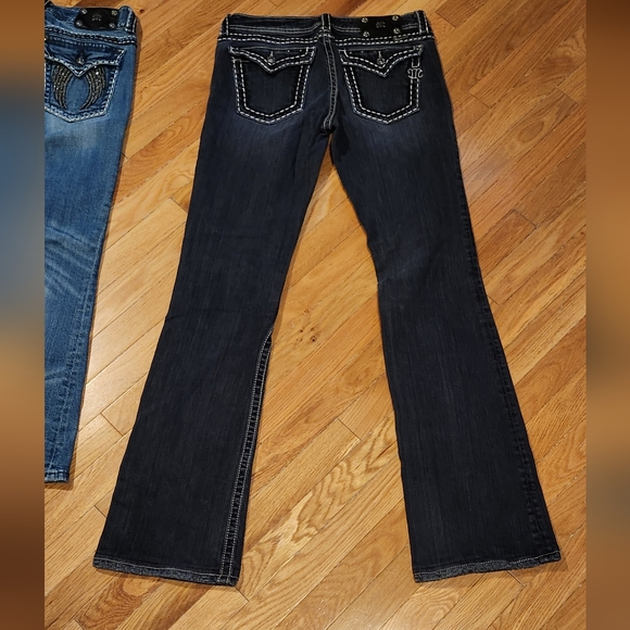 2PC SIZE 30 MISS ME BLING WINGS WHITE STITCHING BOOT & BLACK WHITE STITCHING - Picture 10 of 16